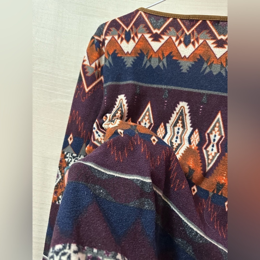 Le Grenier Southwestern Lace-Up Long Sleeve Top Women’s Small Tribal Aztec Boho - Picture 6 of 6